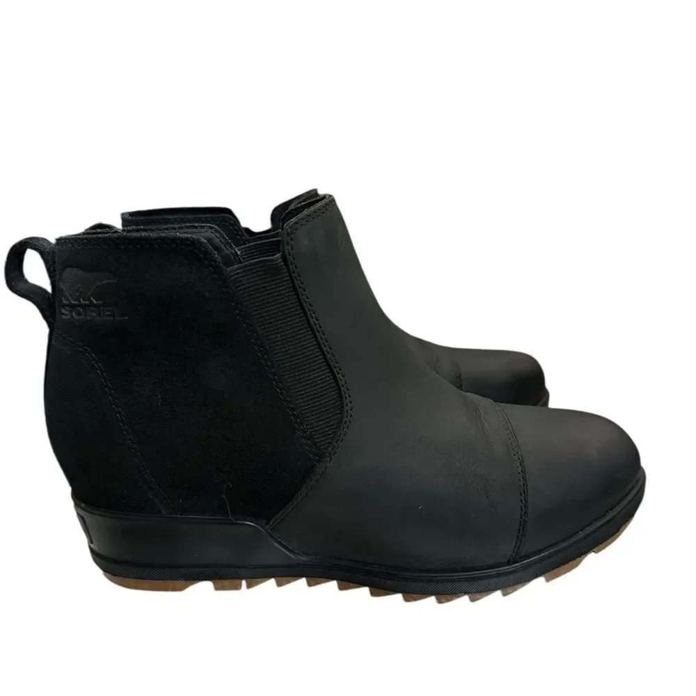 Sorel Evie Pull On Ankle Booties Women’s 9.5 Waterproof Suede Leather Black LNC